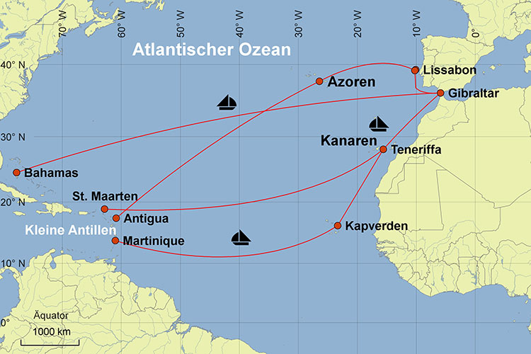 Karte Segelkreuzfahrt Adria