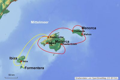 Karte Segelkreuzfahrt Adria