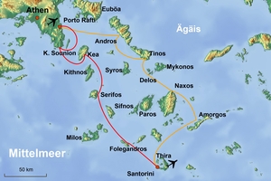 Karte Segelkreuzfahrt Amalfi